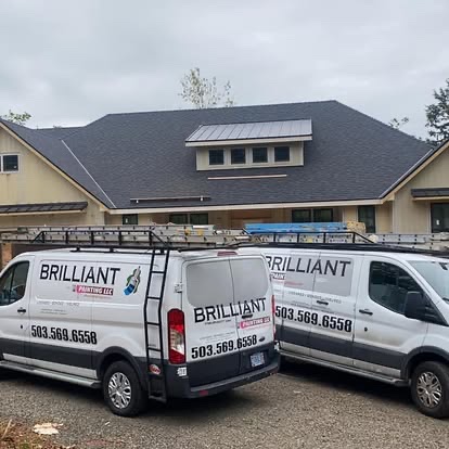 Brilliant Painting LLC company van on site at a residential project